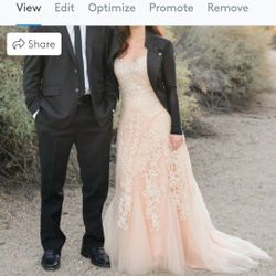 A-line Blush Wedding Dress