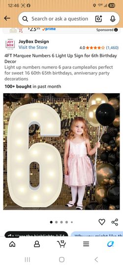 4FT Marquee Numbers 6 Light Up Sign for 6th Birthday Decor
Light up numbers numero 6 para cumpleaños perfect for sweet 16 60th 65th birthdays, anniver