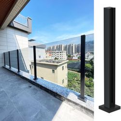 Black Glass Balustrade Post, 304 Stainless Steel Glass Railing Post for Steps, Balconies, Staircases, Decks, Patio Stairs, Pool Fence, Cannot Add Hand