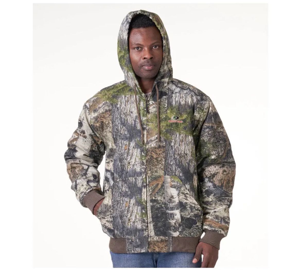 Mossy Oak Men’s Bomber Camo Bomber Jacket with Hood Mountain Country