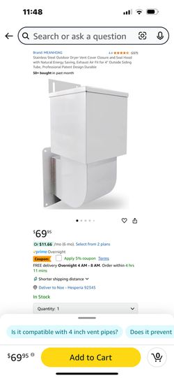 Stainless Steel Outdoor Dryer Vent Cover Closure and Seal Hood with Natural Energy Saving, Exhaust Air Fit for 4" Outside Siding Tube, Professional Pa