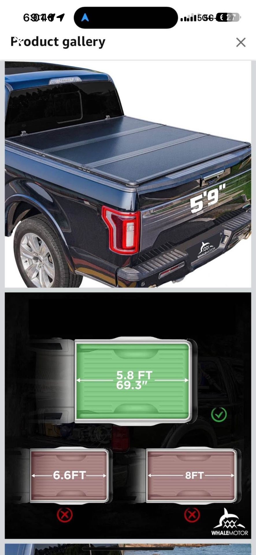 Hard Folding Tonneau Cover 5’8”