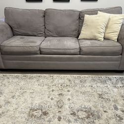 Grey Suede Pull Out Couch