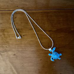 Sterling Silver and Turquoise Sea Turtle Necklace