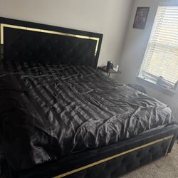 black & gold king size bed frame