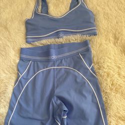 Midnight Blue Contrast Piping 2-Piece Activewear Set (1:1 Premium Quality)