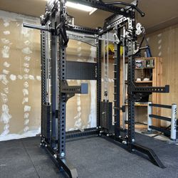 PRO SERIES Ultimate 3-1 Half Rack Functional Trainer w/Smith Machine Bar | 400lb Stack | Gym Equipment | Fitness | Commercial | Squat Rack 