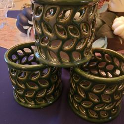 Green Jar Candle Holders