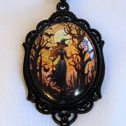 Vintage Halloween Witch Goth Pendant