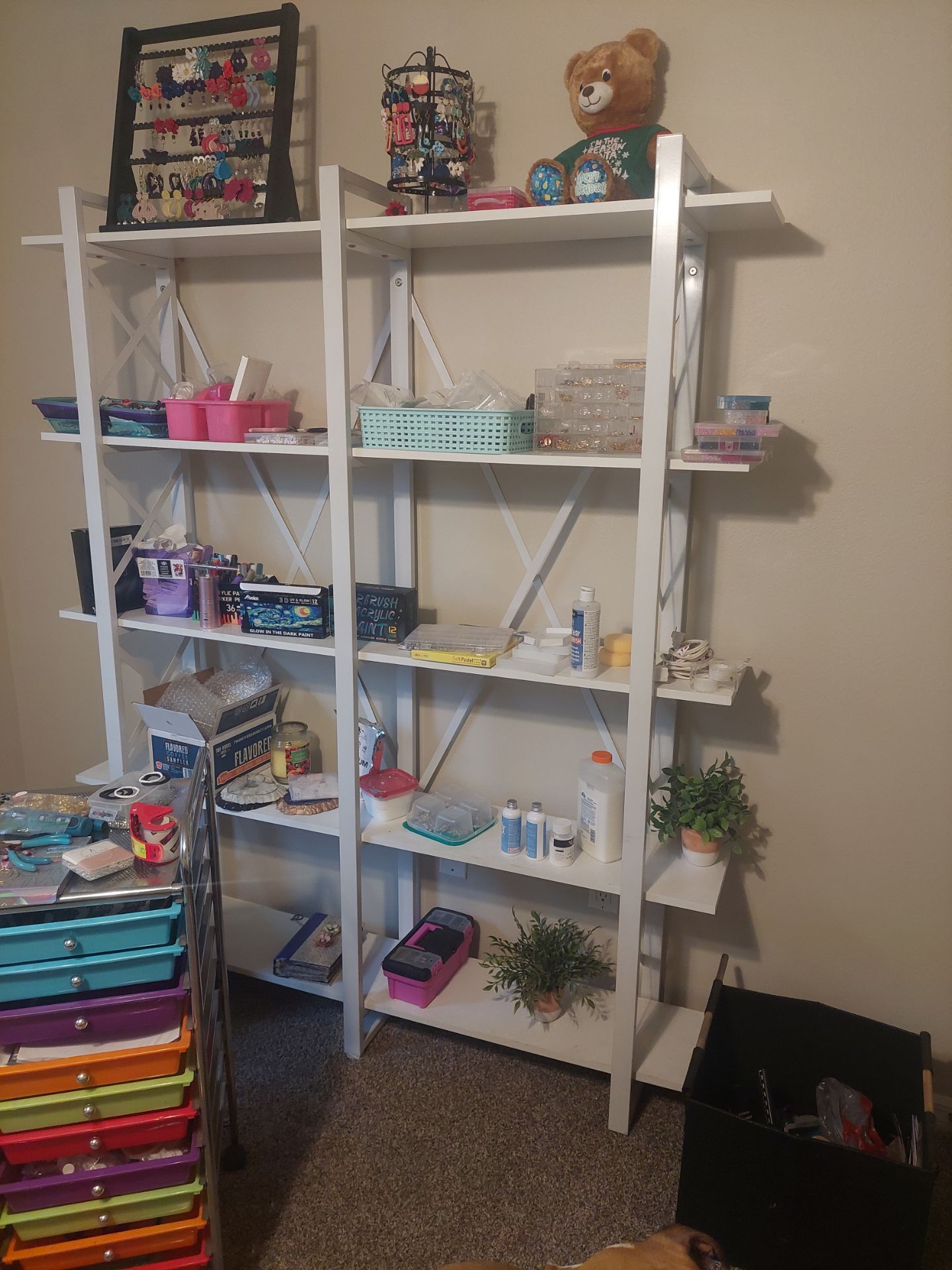 White shelves stand