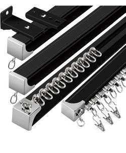 Ceiling Curtain Track, Aluminum Curtain Track, Ceiling or Wall Mount, (3Ft-12Ft) Flexible Curtain Ceiling Track System Heavy Duty Slide Ceiling Track 