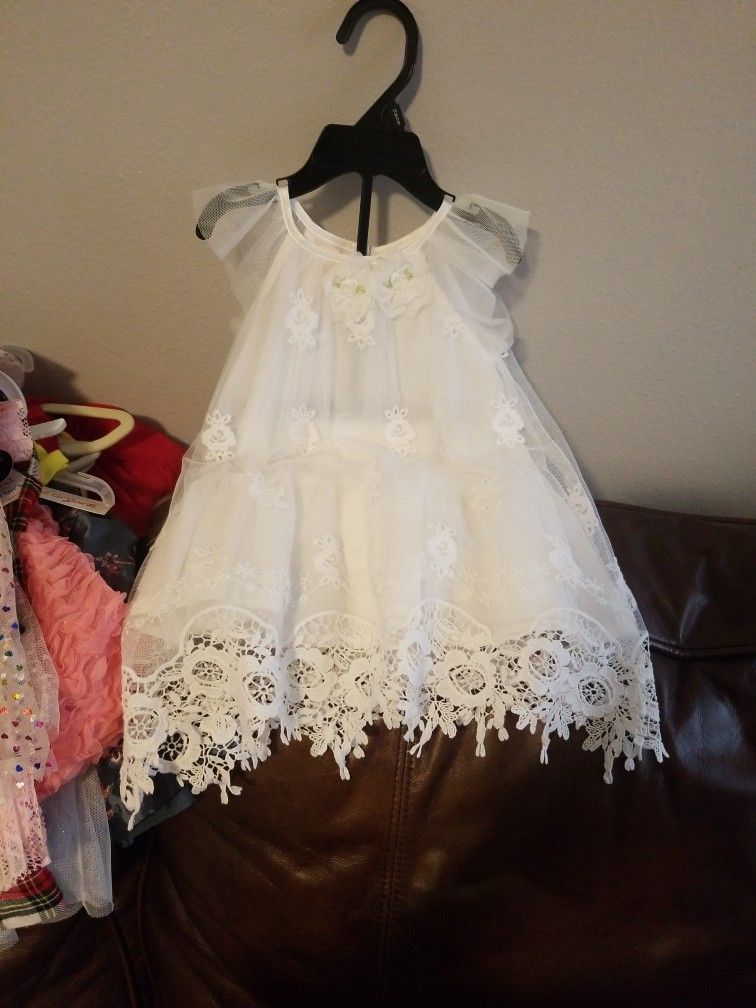 Girls 12M White Lace And Chiffon Dress