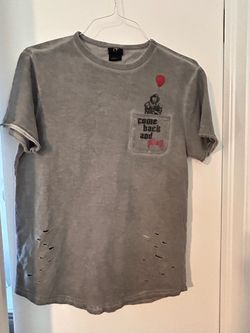 IT Chapter 2 Pennywise Gray Graphic Print Crew Neck T-Shirt S/M Cotton