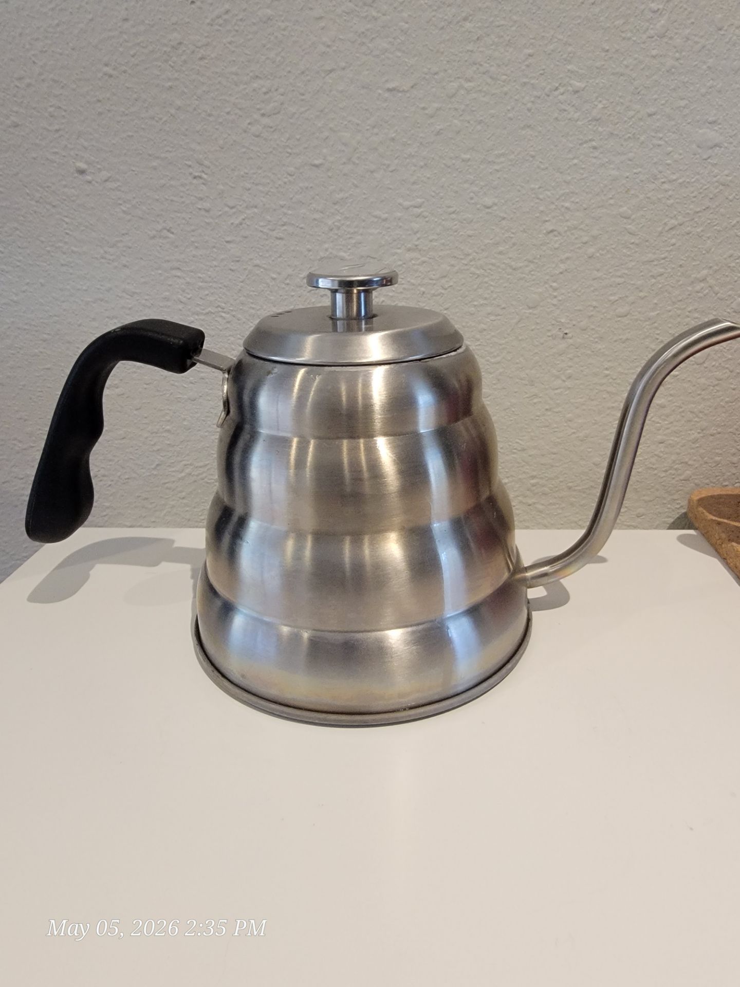 This is a gooseneck pour-over coffee kettle by WENEGG Brand.