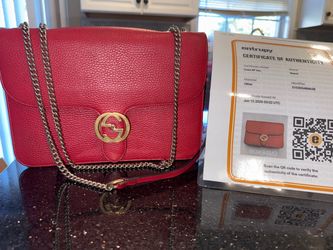 Gucci Interlocking G Red Leather Chain Shoulder Bag