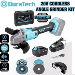 DURATECH 20V Cordless Brushless Angle Grinder Tool Kit 4-1/2" Disc 4.0Ah Battery