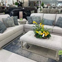 Linen Living Room Set Sofa And Loveseat 