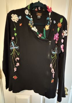 Black Jacket w/ Colorful Embroidery and Appliqués 