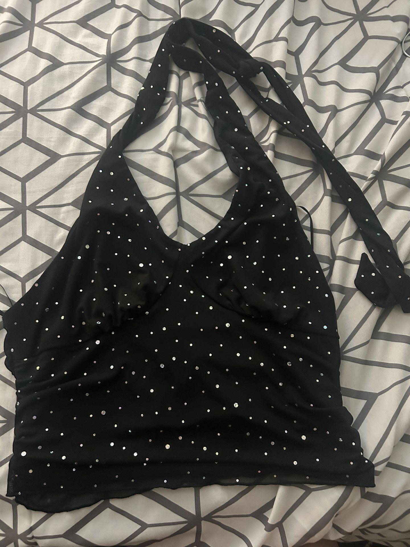 New Sparkle Black Halter Top