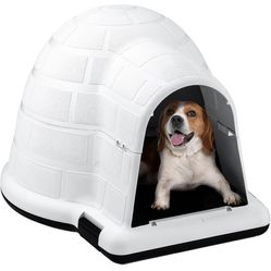 YITAHOME Plastic Igloo Dog House, Outdoor Indoor Insulated Doghouse Puppy Shelter with Air Vents, Water Resistant Sturdy Dog Kennel(29.1''Lx17''Wx23.6