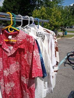 Men's Hawaiian shirts m a k a n i JC Hawaii and Hawaii station and p a mwave l all our extra largest six of them $15 each