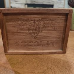vintage Wooden Box With COCLAT Lasered ON LID.. ADVERTISMENT .. 6" BY 3" CANDY 