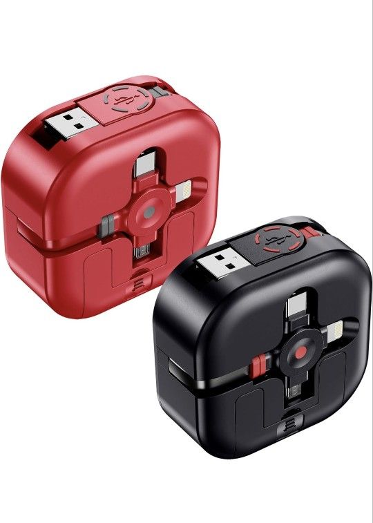 Brand New Multi Charging Cable,4.5A 4Ft/2Pack Multi Fast Charger Cable, Retractable USB Cable, 3 in 1 Multi Charge Sync Cable with Lightning/Type C