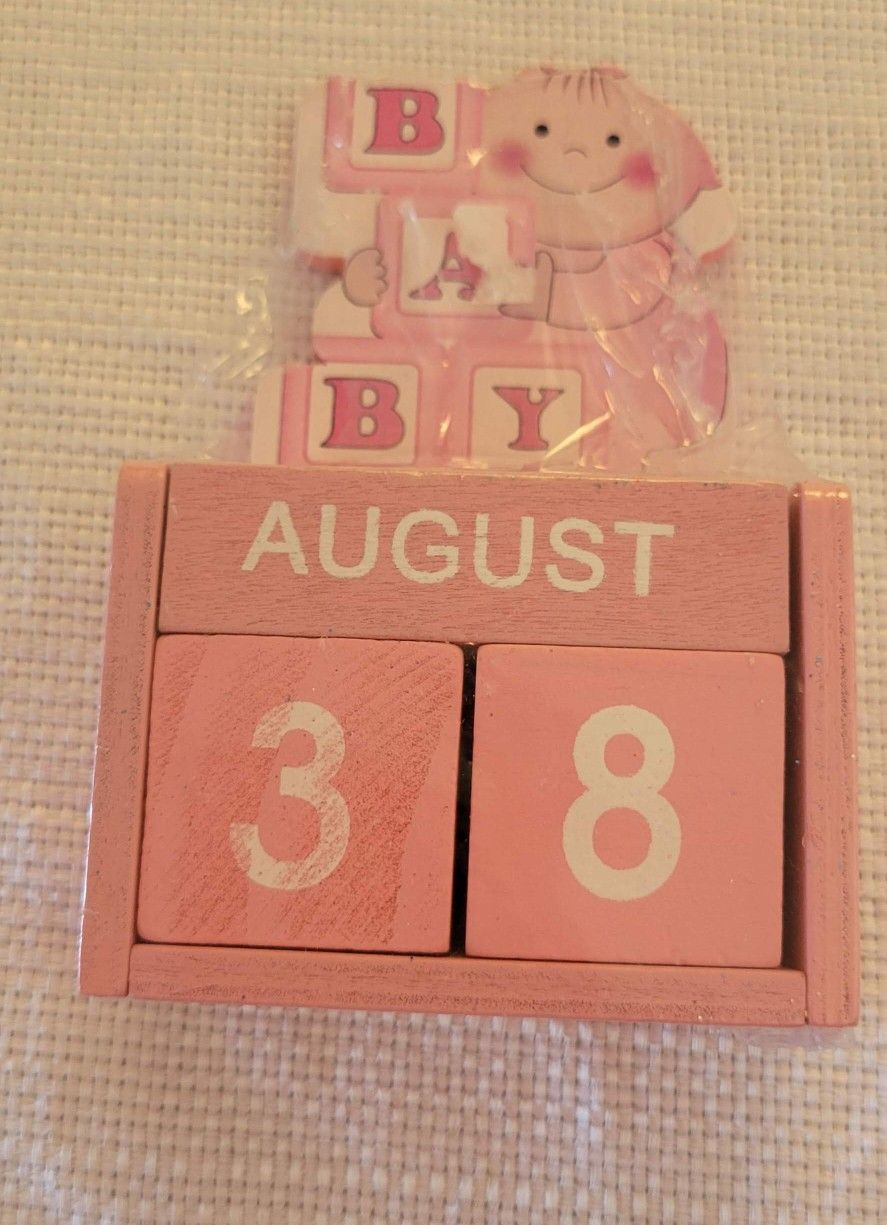 Pink Vintage Wood Calendar Rustic Block Chic Perpetual Calendar Desktop Wooden Cubes Calendars for Home Office Desk Decoration