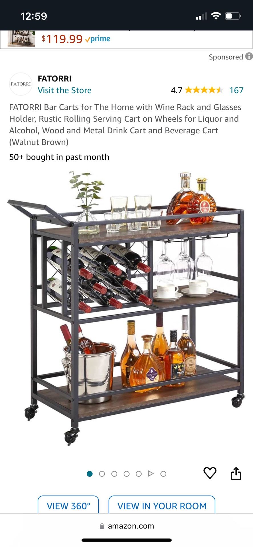 NEW Bar Cart On Wheels