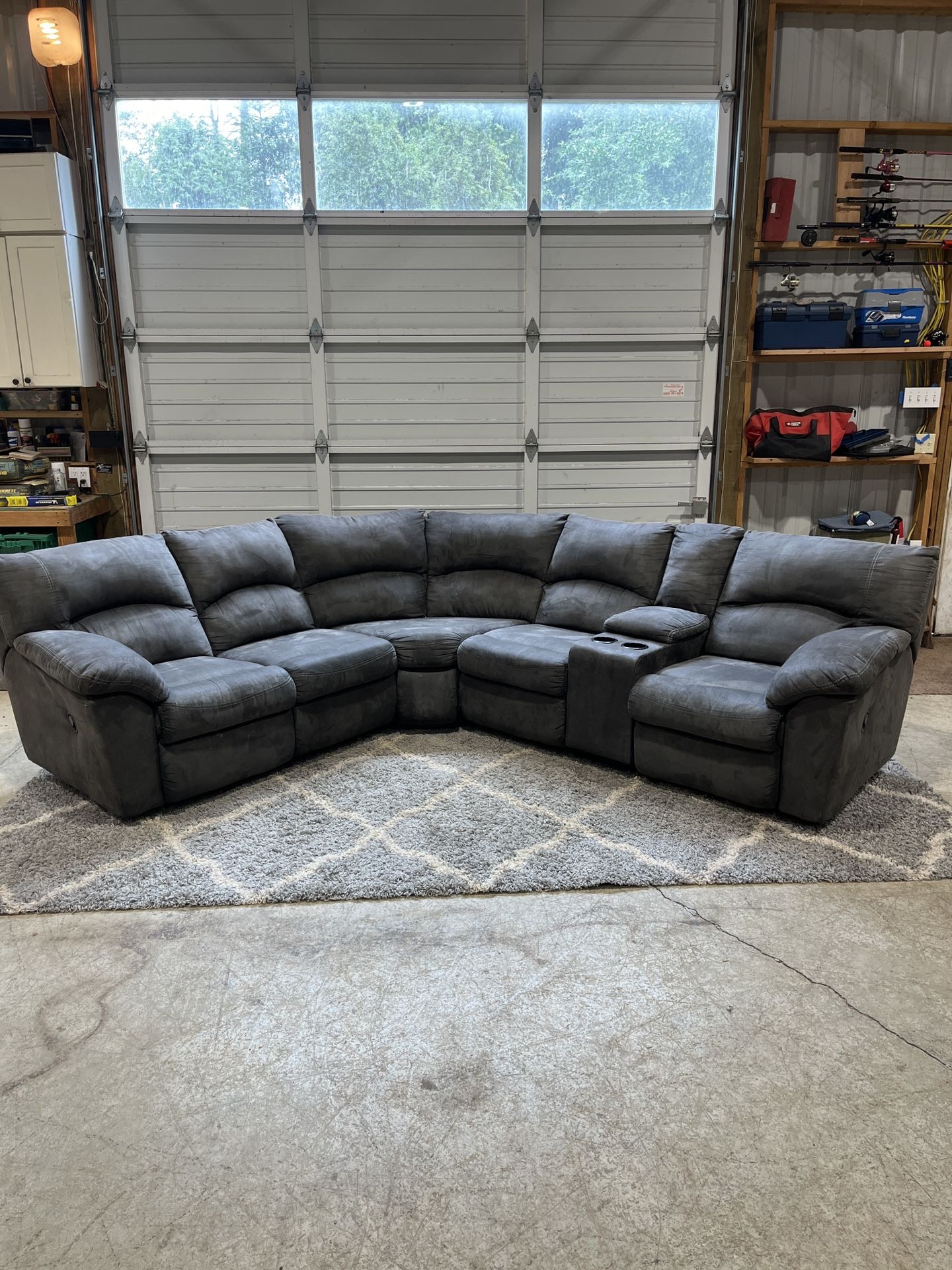 Reclining Sectional Couch with Cup Holders – FREE DELIVERY