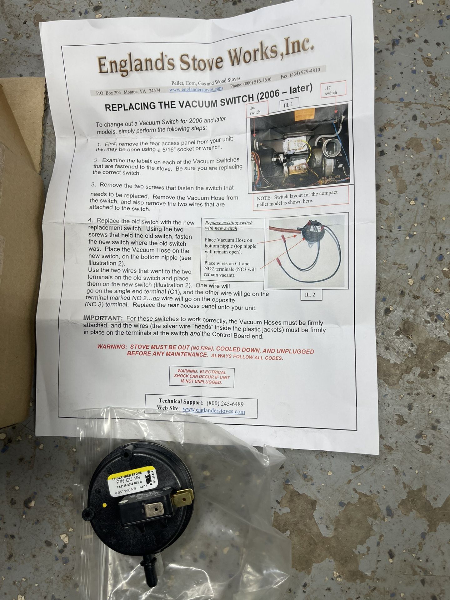 England Stove Works Vacuum Switch New. (5) Availabile $10 Each. Pickup Or Ship At Buyers Expense