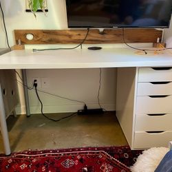 Desk with Drawers and Office Chair