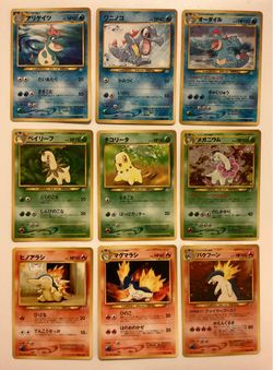 Pokémon Japanese Neo Premium File 1 COMPLETE 9-CARD SET Starters MP to LP