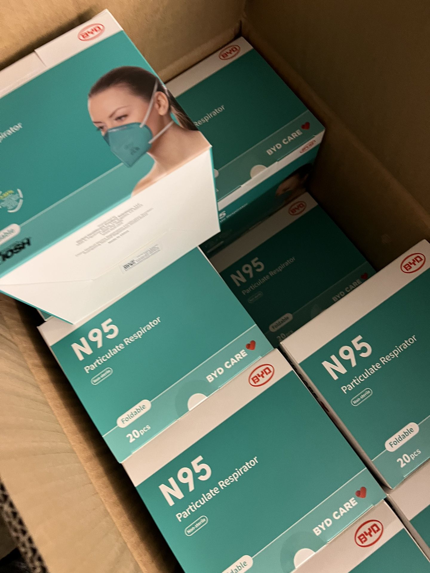 N95 Face Masks Lot of 48 Boxes 20 Count BYD Care Particulate Respirator Covid Mask