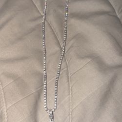 Moissanite diamond silver tennis chain + cross pendant (passes test)