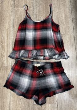 NEW Cloth & Stone Ruffle Flannel Holiday Pajama Set S/M