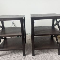 2 Modern Espresso End Tables For Home Decor 