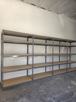 5 Tier Shelving 48 in W x 24 in D American Made Used Heavy Duty Steel Boltless Storage Racks Delivery Available