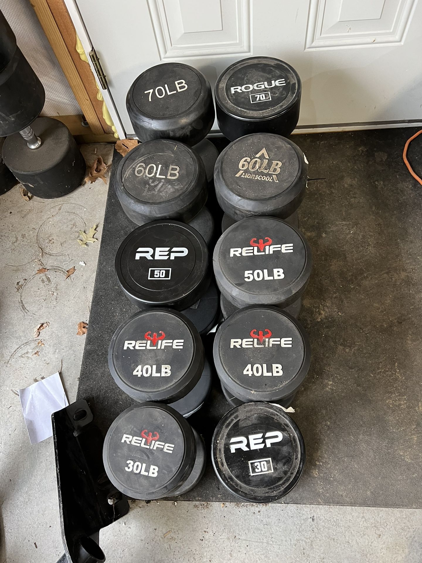 40-70lb Rubber Dumbbell Set 500lbs Total