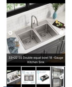 Elkay 33x22 Stainless Steel Double Bowl Kitchen Sink