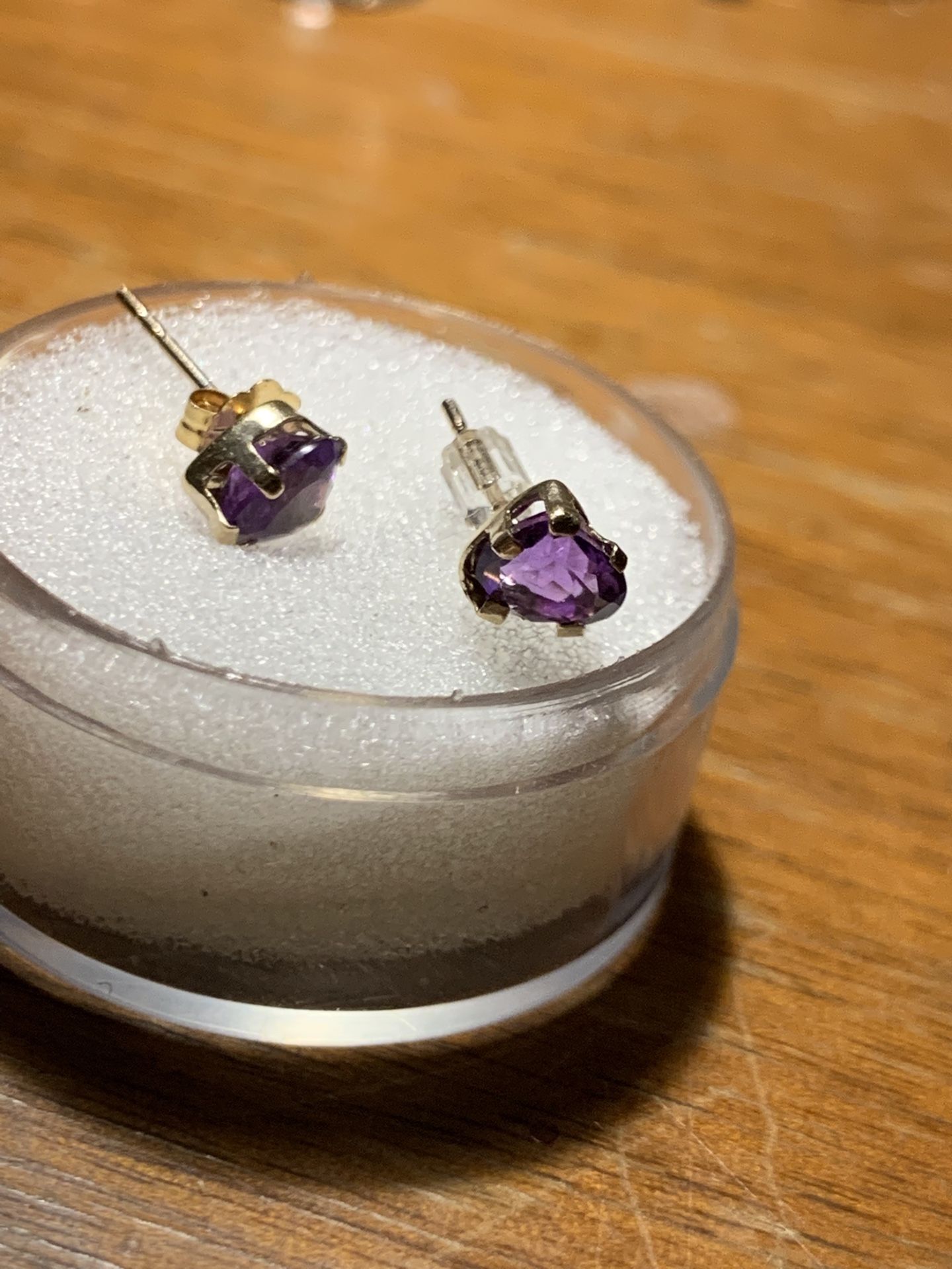 14kt JCM Heart Cut Natural Amethyst Studs