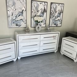 White Dresser And nightstands 
