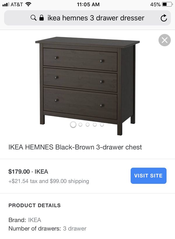 Ikea Hemnes 3 Drawer Dresser Chest Black Brown Retail 180 For 80sold