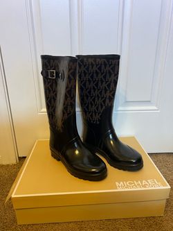 Michael KORS: MK Logo Black Rubber Rain boot Sz 8