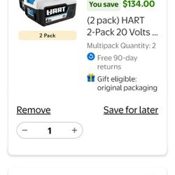 Hart  4MAH 20v  batteries 2 pack