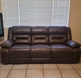 🔹 (Brand NEW) Microfiber Manual Double Reclining Sofa with Pillow Top Arm