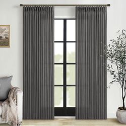 Grey Linen Curtains 2 Panels/ Brand New 