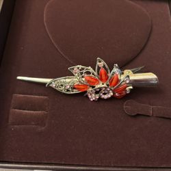 Red and Silver Hair Clip