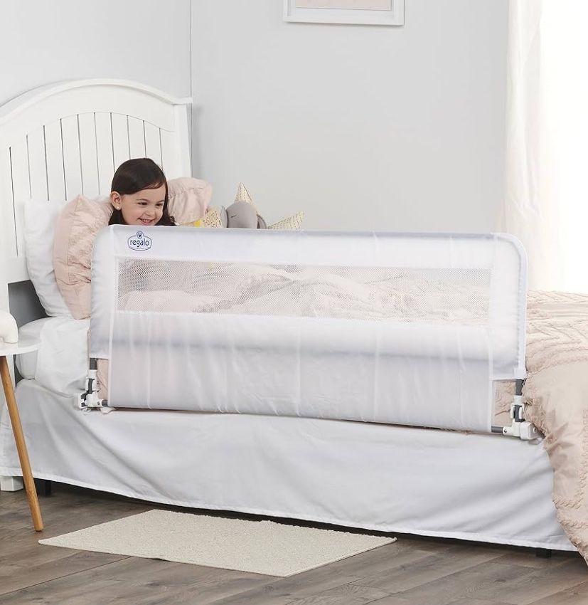 Regalo 54-Inch Extra Long Bed Rail Guard, with Reinforced Anchor Safety System