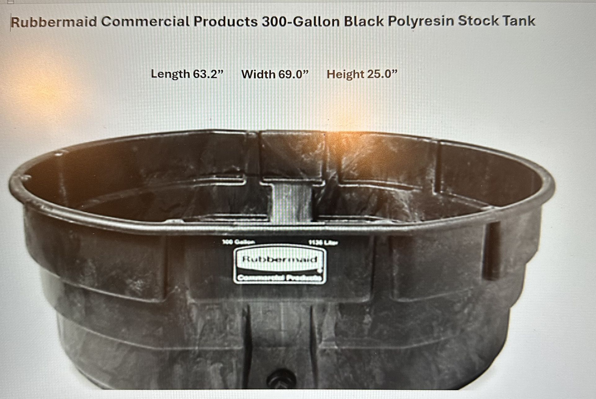 Rubbermaid Commercial 300 Gallon Stock Tank